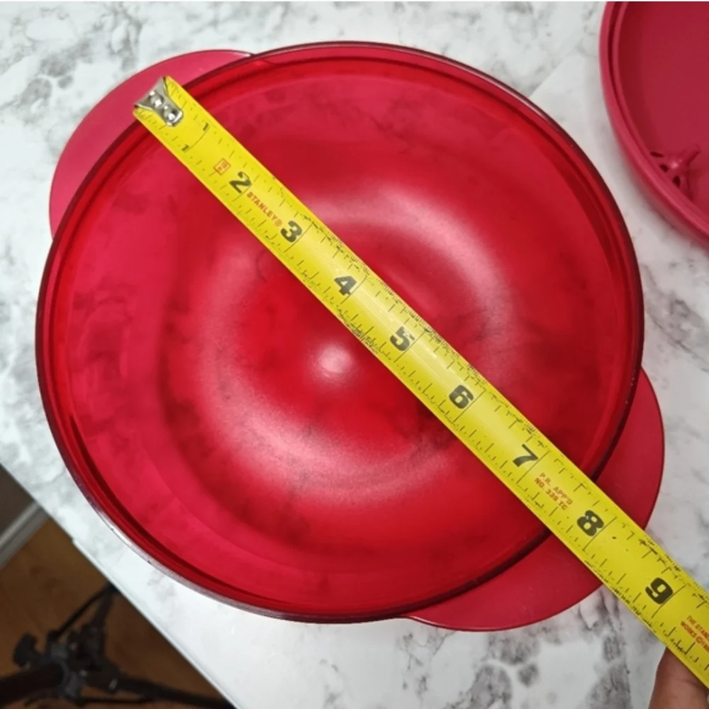Vintage Tupperware Red 1.5L Vent ’N Serve Microwave Bowl with Lid